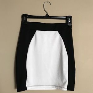 Black and White Color Block Pencil Skirt